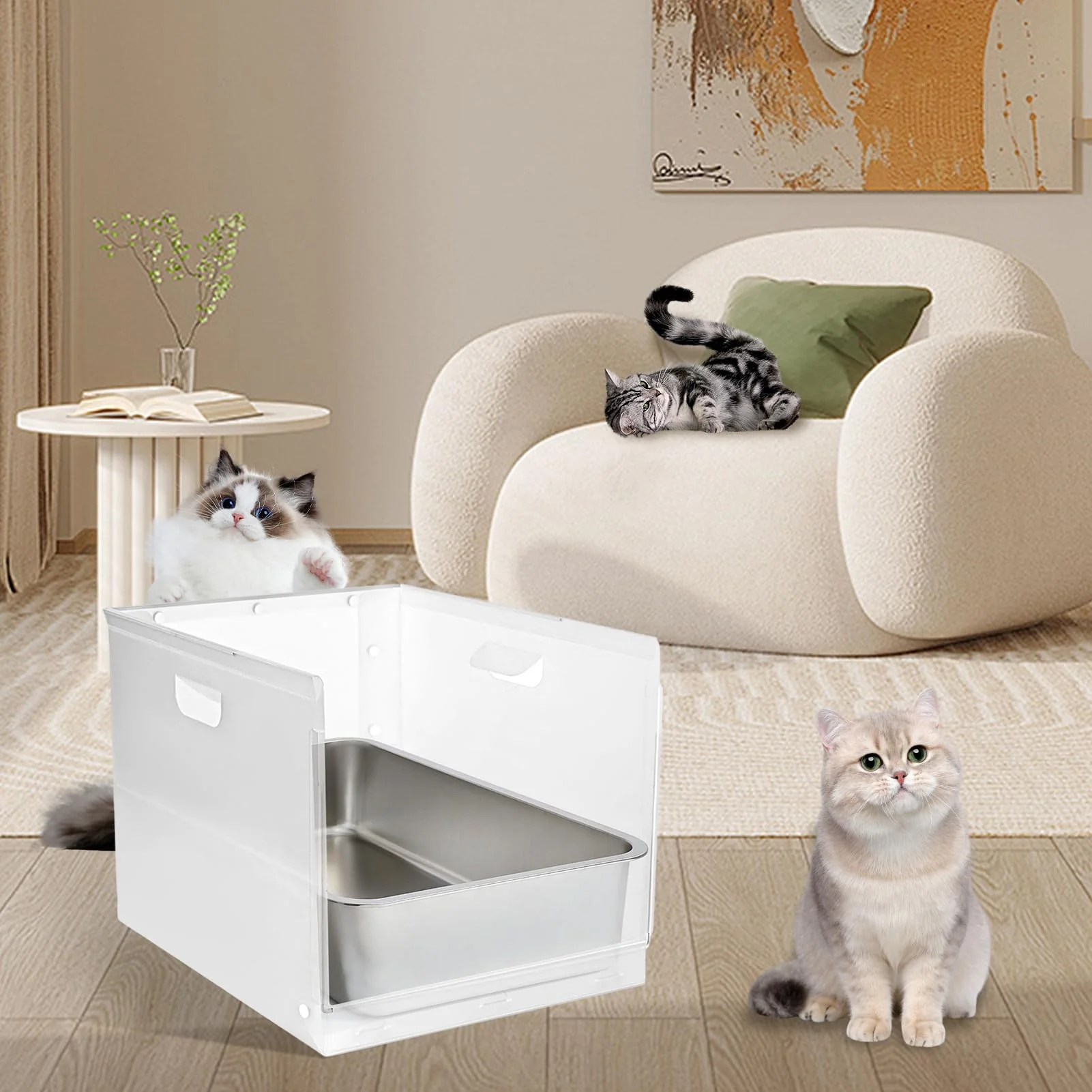 Powerful CHQZYX Multifunctional Litter Box Shield X-Large – High Sided Waterproof Enclosure for Cats Dogs Expertly Made