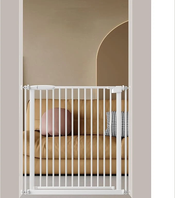 Comfortable DEARBB Extra Wide Baby Gate Ultra Narrow Spacing 30.11-77.36 Pressure Mounted Double Lock Swing Auto Close Walk Through Metal Safety Pet Gate for Stairs and House Doorway KitchenAbout ThisOverview Fine Crafted