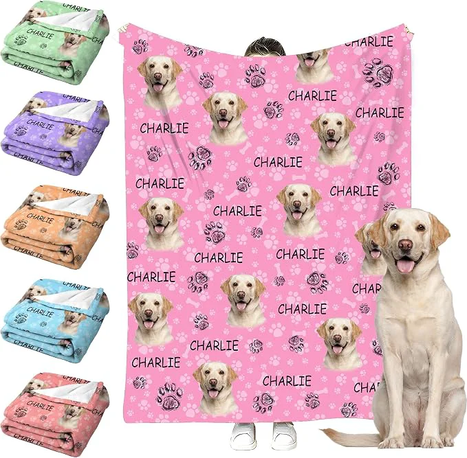 Carefully Designed Personalized Paw Print Dog Blanket Premium