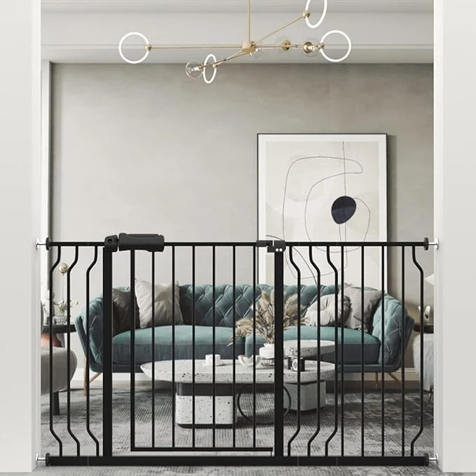 Artisan WAOWAO Baby Gate 52.76-57.48 Extra Wide Pressure Mounted Walk Through Swing Auto Close Safety Black Metal Toddler Kids Child Dog Pet Puppy for Stairs Doorways KitchenAbout ThisOverview Elegant