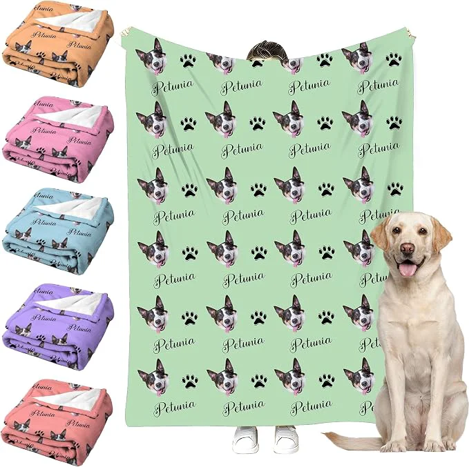 Fashionable Personalized Paw Print Dog Blanket Contemporary