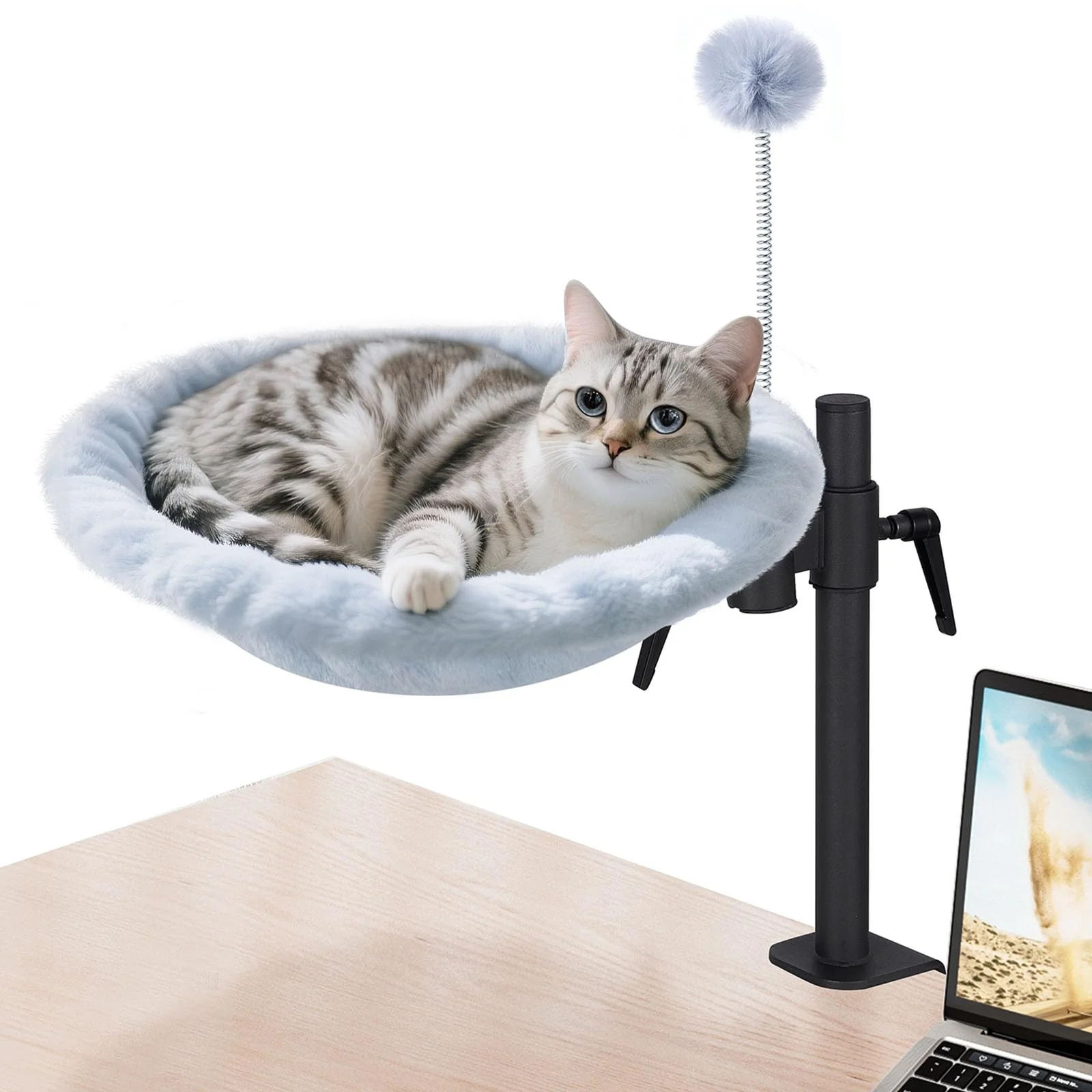 Versatile Odoland Cat Desk Bed 360° Rotatable Adjustable Cat Hammock for Home Office Artisan