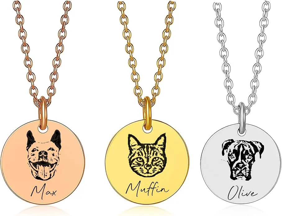 Fine Crafted Custom Pet Portrait Necklace Elegant
