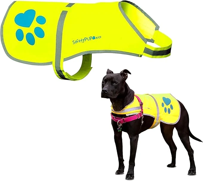 Excellent SafetyPUP XD Dog Reflective Vest – Hi-Vis Fluorescent Visibility That Helps to Safeguard Your Pet On Off Leash in Urban Rural Areas Yellow X-Large About ThisOverview Premium