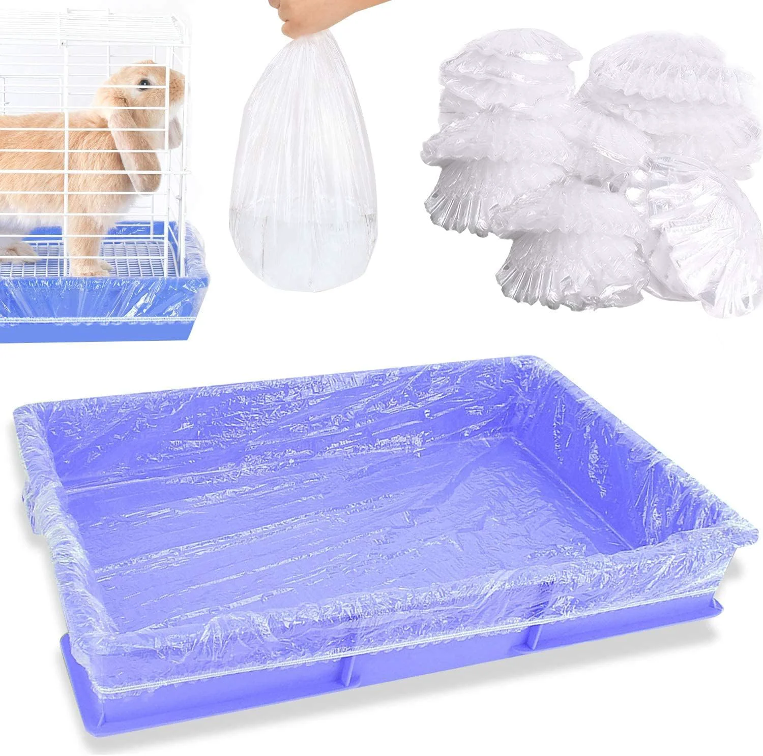 Superior Upcessory 100 Pcs Disposable Cage Liners – 47in Clear Plastic Cage Liner Bags for Small Animals Selected
