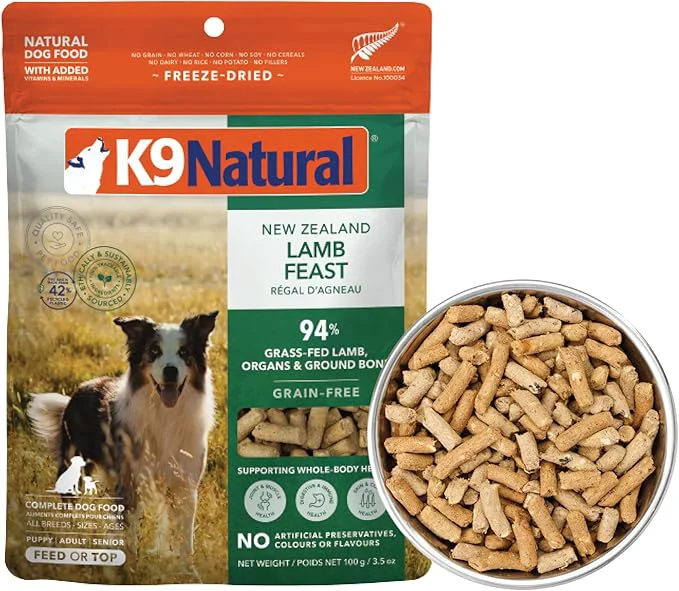 Environmentally Friendly K9 Natural Lamb ze Dried Dog Food High-Meat Natural Complete Meal or Meal Toppers for Dogs Grass-Fed Lamb from New Zealand Grain- GMO- Complete Balanced Nutrition 3.5ozAbout This Innovative