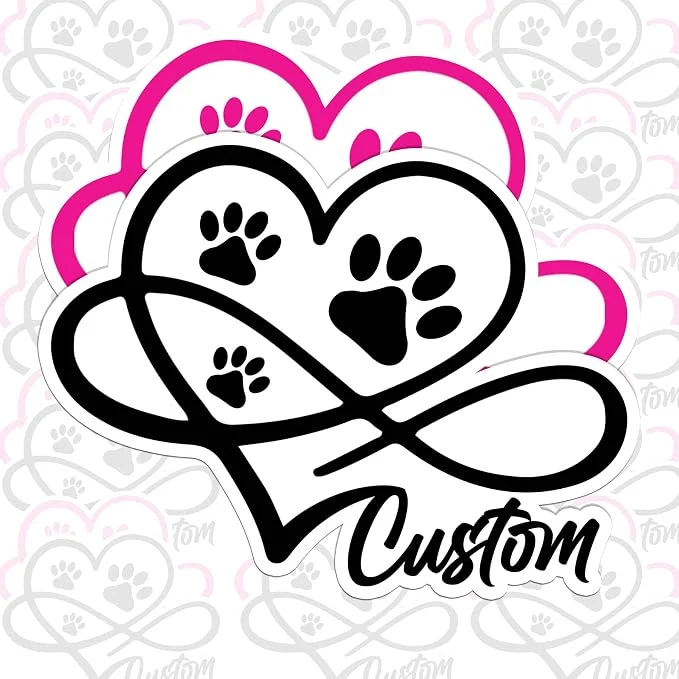 High-Quality Personalized Infinity Paw Print Sticker High-End