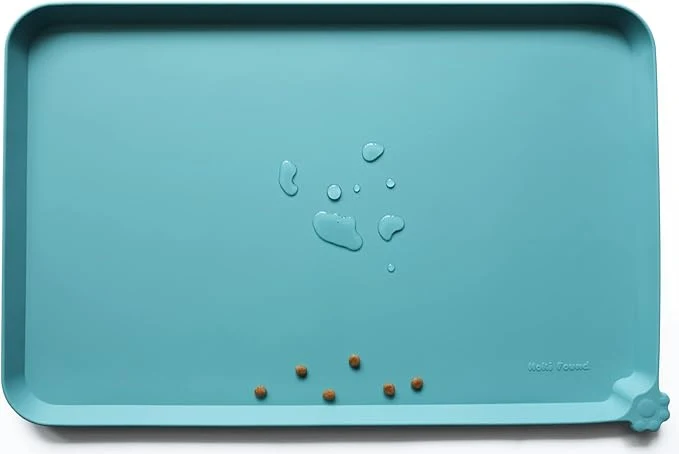 Environmentally Friendly Hoki Found Large Silicone Pet Food Mats - Non Slip Bowl Placemats - Waterproof Dog Cat Food Mats For Floors - GlacierAbout ThisOverview Original