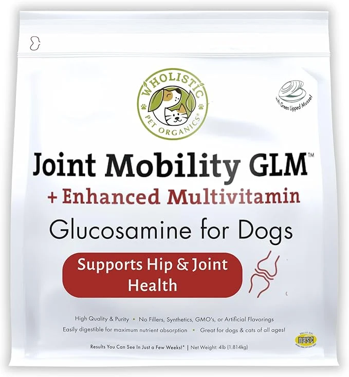 Relaxed Wholistic Pet Organics Joint Supplement Joint Mobility with Green Lipped Mussel Daily Joint Health Supplements for Dogs - Dog Glucosamine Powder with MSM Probiotics Vitamins Minerals - 4 LbAbout This Official