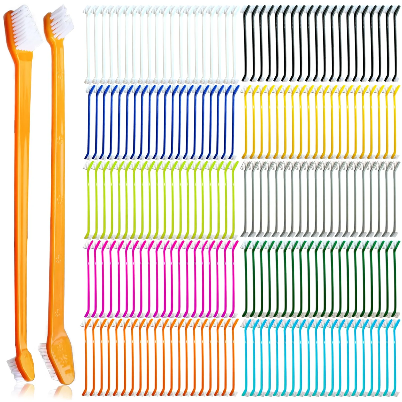 Effective MoonyMars 200 Pcs Dog Cat Toothbrushes Bulk – Double-Sided Soft Bristles Long Handle Secure