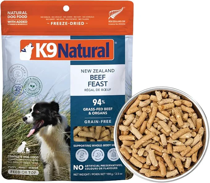 Authentic K9 Natural Beef ze Dried Dog Food High-Meat Natural Complete Meal or Meal Toppers for Dogs Grass-Fed Beef from New Zealand Grain- GMO- Complete Balanced Nutrition 3.5ozAbout This Versatile