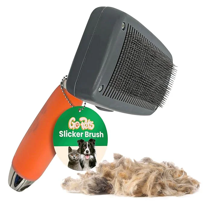 Artisan GoPets Self-Cleaning Slicker Brush for Dogs Cats Deshedding Dematting Comb with Retractable Bristles Undercoat Tool for Long Haired Dogs Non-Slip Handle Detangler for Mats Shedding FurAbout ThisOverview Breathable