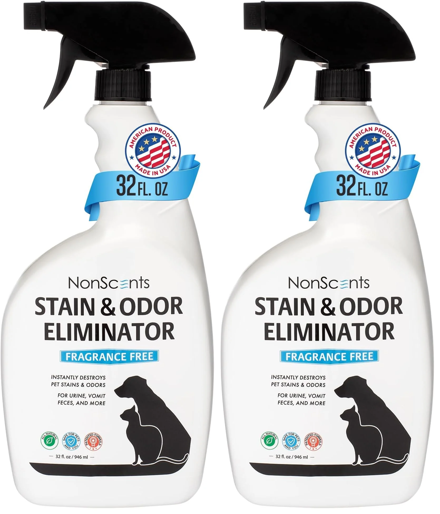 Soft NonScents Stain Odor Eliminator Spray 32oz Pack of 2 – Carpet Pet Odor Cleaner Responsible
