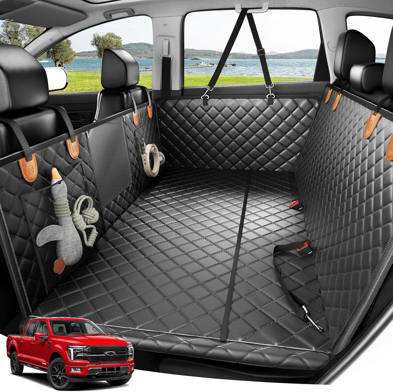 Eco-Friendly Zanch 2025 Upgraded Dog Car Seat Cover 400 lbs Heavy Duty Hard Bottom Waterproof Anti-Scratch Back Seat Protector Nonslip Pet Hammock Extender for Large Trucks SU Vans XL-Orange Official