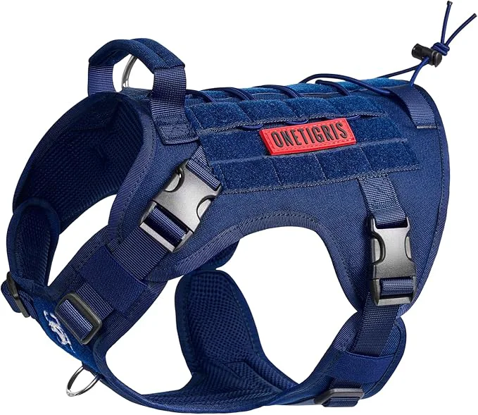 Versatile OneTigris Tactical Dog Harness Vest No-Pull Service Dog Vest with Hook Loop Panels Adjustable Dog Vest Harness for Walking Hiking Training Blue M About ThisOverview High-Performance