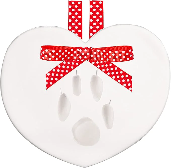 Refined Pearhead Pet Paw Print Valentine s Ornament Kit – Heart-Shaped Clay Pawprint Crafted