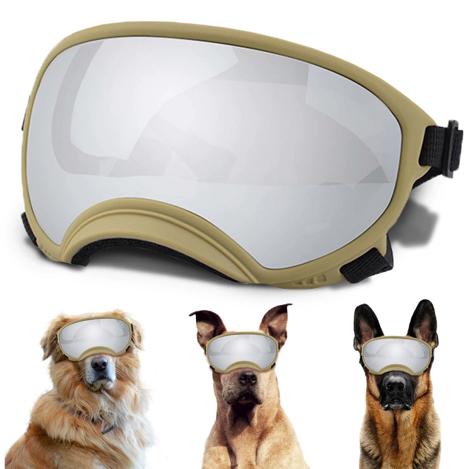 Advanced NICERINC PET Winproof Large Dog Sunglasses – Adjustable Strap UV Protection Soft Foam Comfort High-End