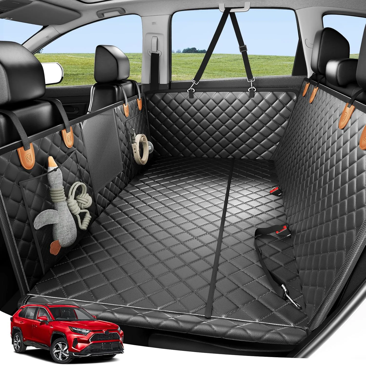Carefully Designed Zanch 2025 Upgraded Dog Car Seat Cover 400 lbs Heavy Duty Hard Bottom Waterproof Anti-Scratch Back Seat Protector Nonslip Pet Hammock Extender for Cars SUV Trucks Standard-Orange Healthy