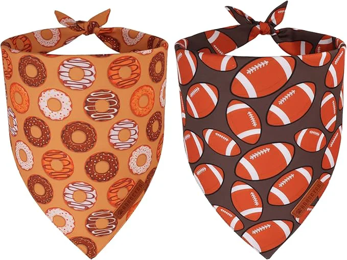 Sophisticated ADOGGYGO Dog Bandanas Boy Girl Reversible Football Donuts Pet Scarf Premium Contemporary