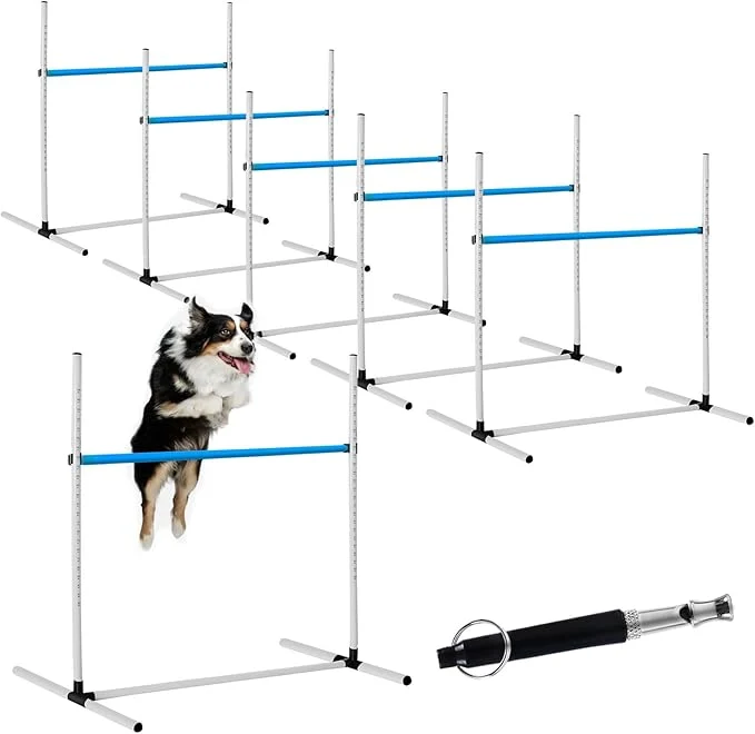 Sophisticated 6 Pcs Dog Agility Training Equipments Dog Agility Jumps Hurdles Adjustable Enhanced
