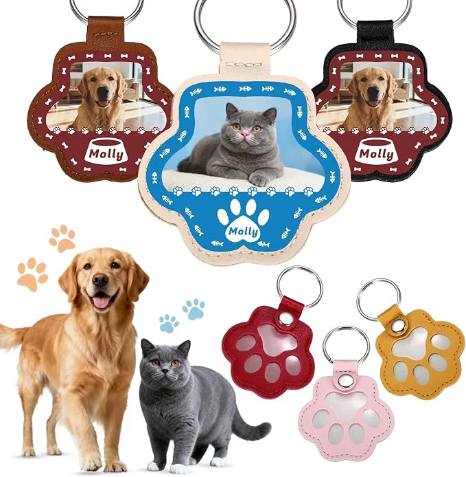 Carefully Designed Custom Leather Pet Fur Keychain – Personalized Memorial Keepsake Keyring Classic
