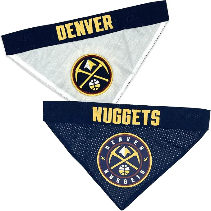 Advanced Pets First NBA Dog Bandana -Denver Nuggets Reversible Bandana. 2 Sided Home Top-Quality