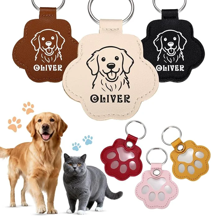 Premium Material Custom Leather Pet Fur Keychain – Personalized Memorial Keepsake Keyring Fine