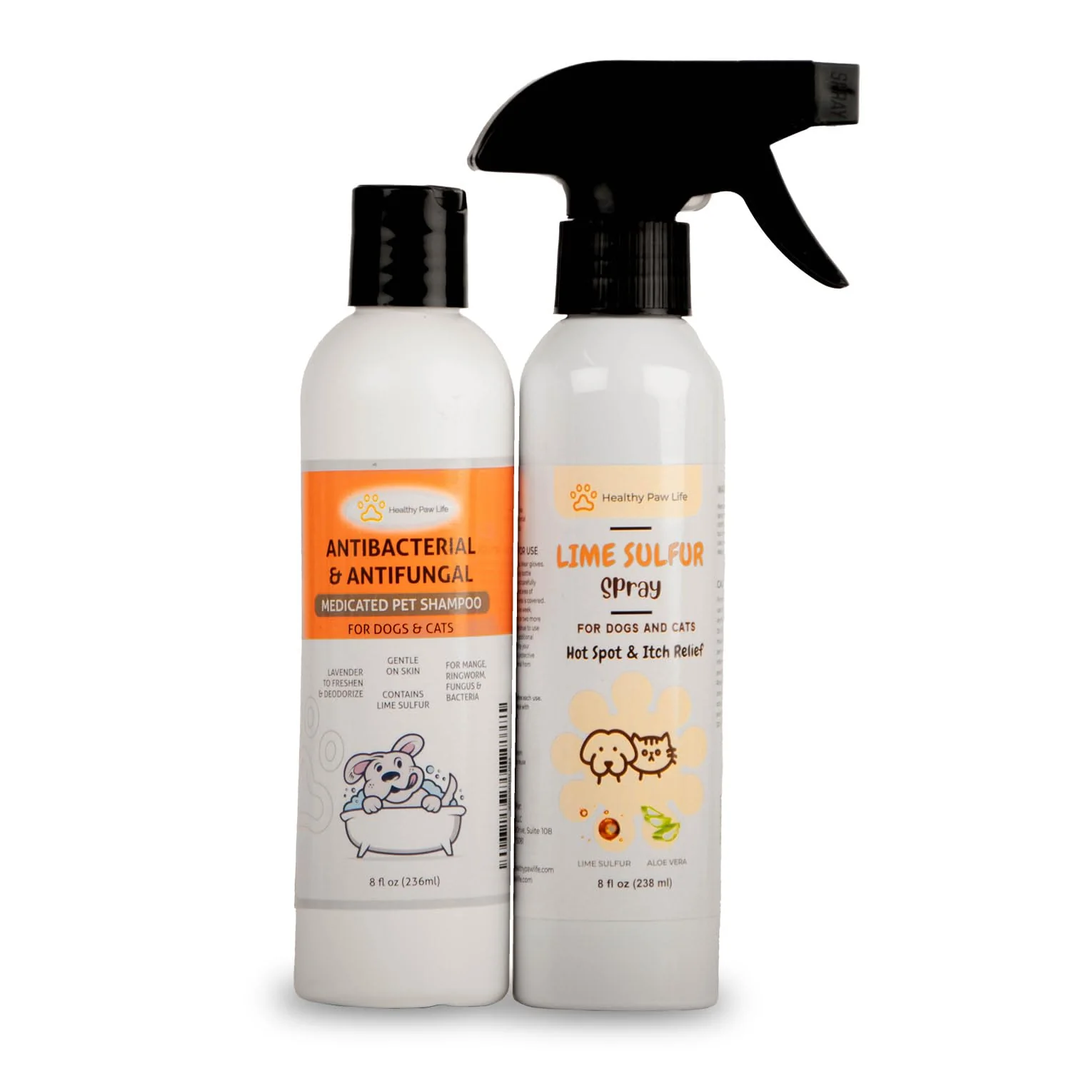 Authentic Classic's Lime Sulfur Dip Bundle Shampoo 8 oz Spray 8 oz for Pets