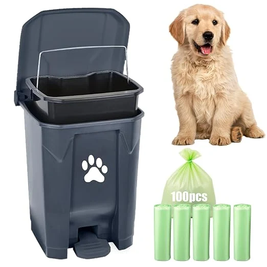 Easy-to-Use Dog Poop Trash Can for Outdoors Dog Waste Trash Can for Yard Garden Home Eco-Friendly