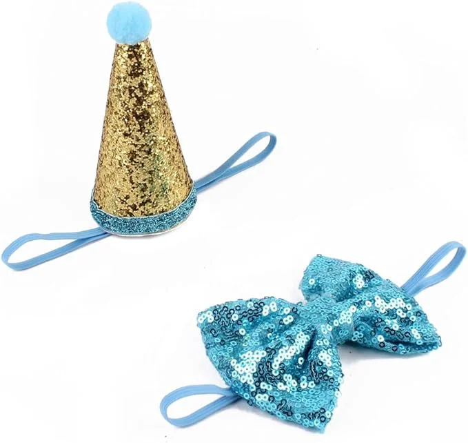 Detailed CheeseandU Pet Cute Birthday Party Cone Hat and Bow tie Collar Set Safe