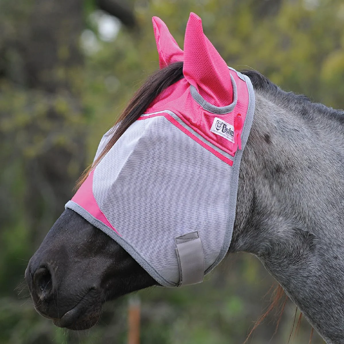 Solid Cashel Crusader Fly Mask with Pink Ears – Comfort UV Protection Forelock Hole Fine