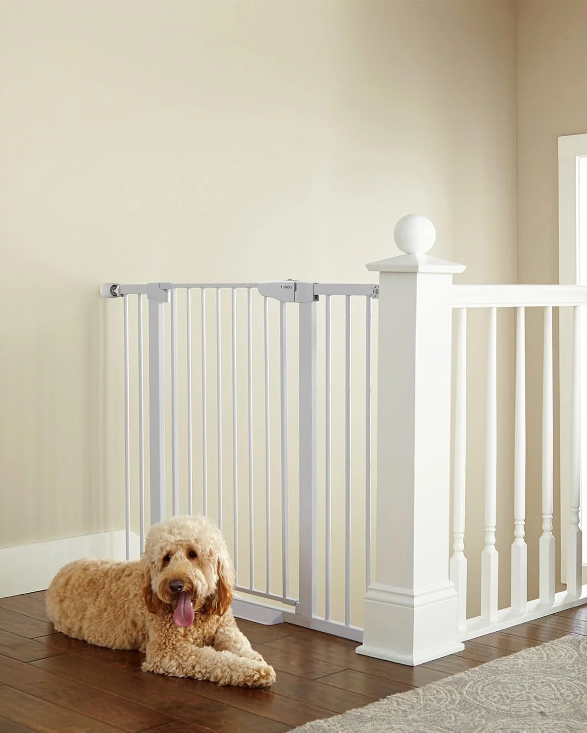 Reusable Cumbor 36 Extra Tall Baby Gate for Dogs and Kids with Wide 2-Way Door 29.7 - 46 Width and Auto Close Personal Safety for Babies and Pets Fits Doorways Stairs and Entryways White Recyclable