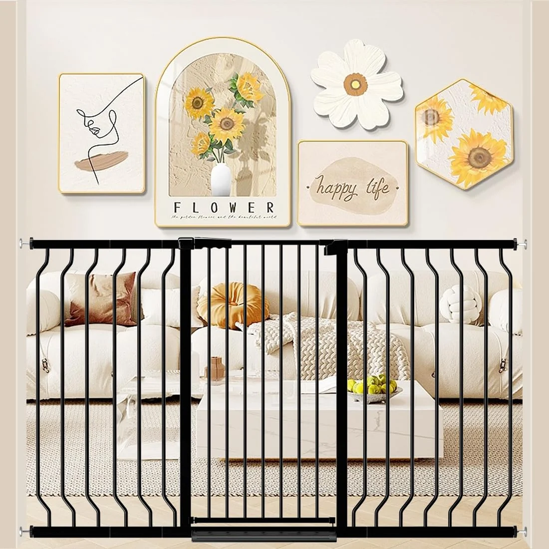 Elegant WAOWAO Extra Tall 40.55 Baby Gate 29.92-63.38 Wide Pressure Mounted Walk Through Swing Auto Close Safety Black Metal Toddler Child Dog Pet for Indoor Stairs Doorways Kitche Green