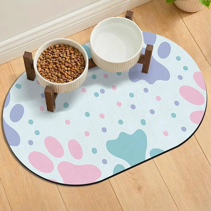 Advanced Dog Feeding Mat 24''x16'' Absorbent Pet Food Mat No Stains Quick Dry Pet Reusable
