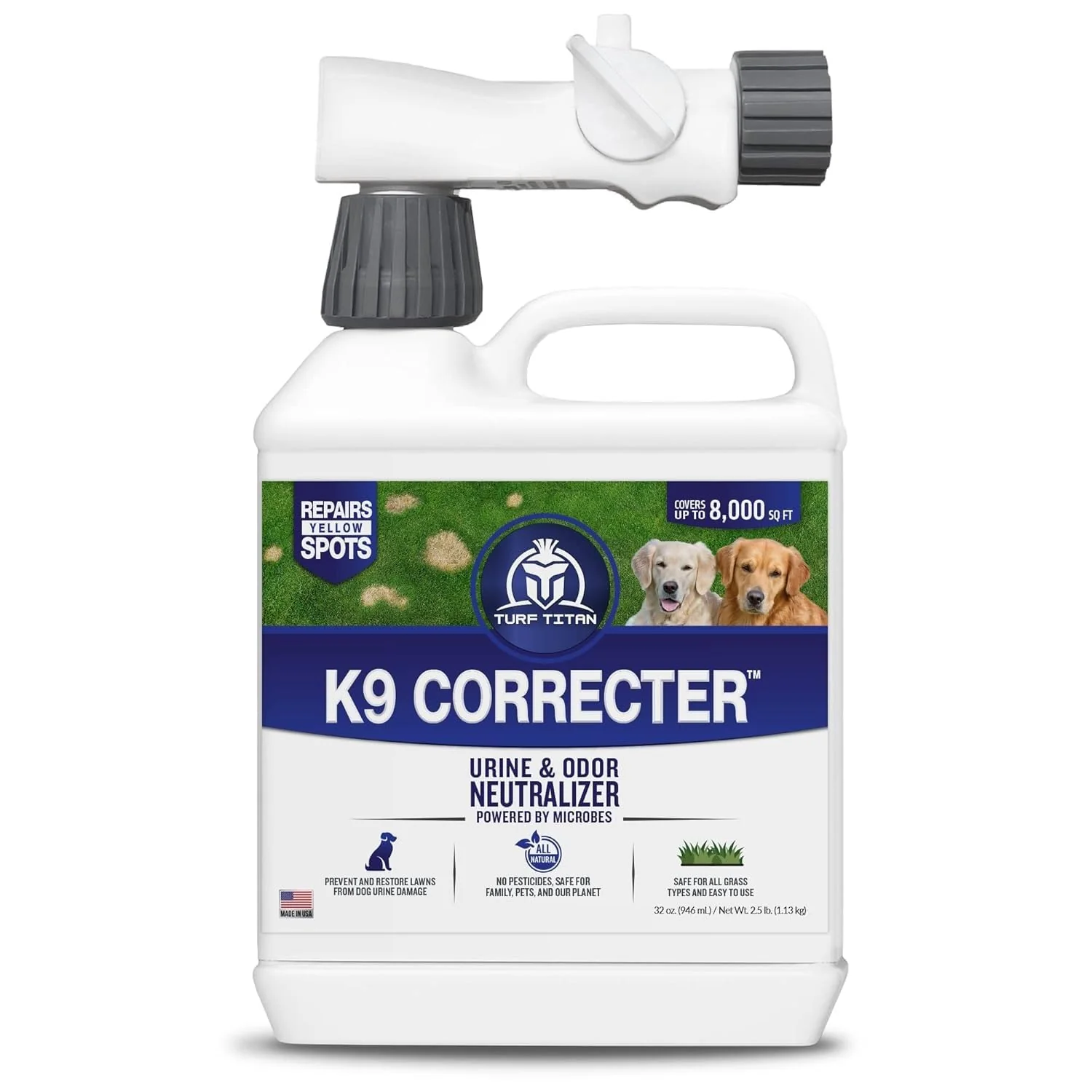 World-Class Turf Titan K9 Correcter w Hose End – Urine Neutralizer for Lawn 32 oz Covers Up to 8 000 sq ft Elite