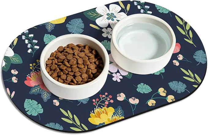 Recyclable 20''x12'' Absorbent Cat Feeding Mat Pet Water Mats Protect Floor No Stains Excellent