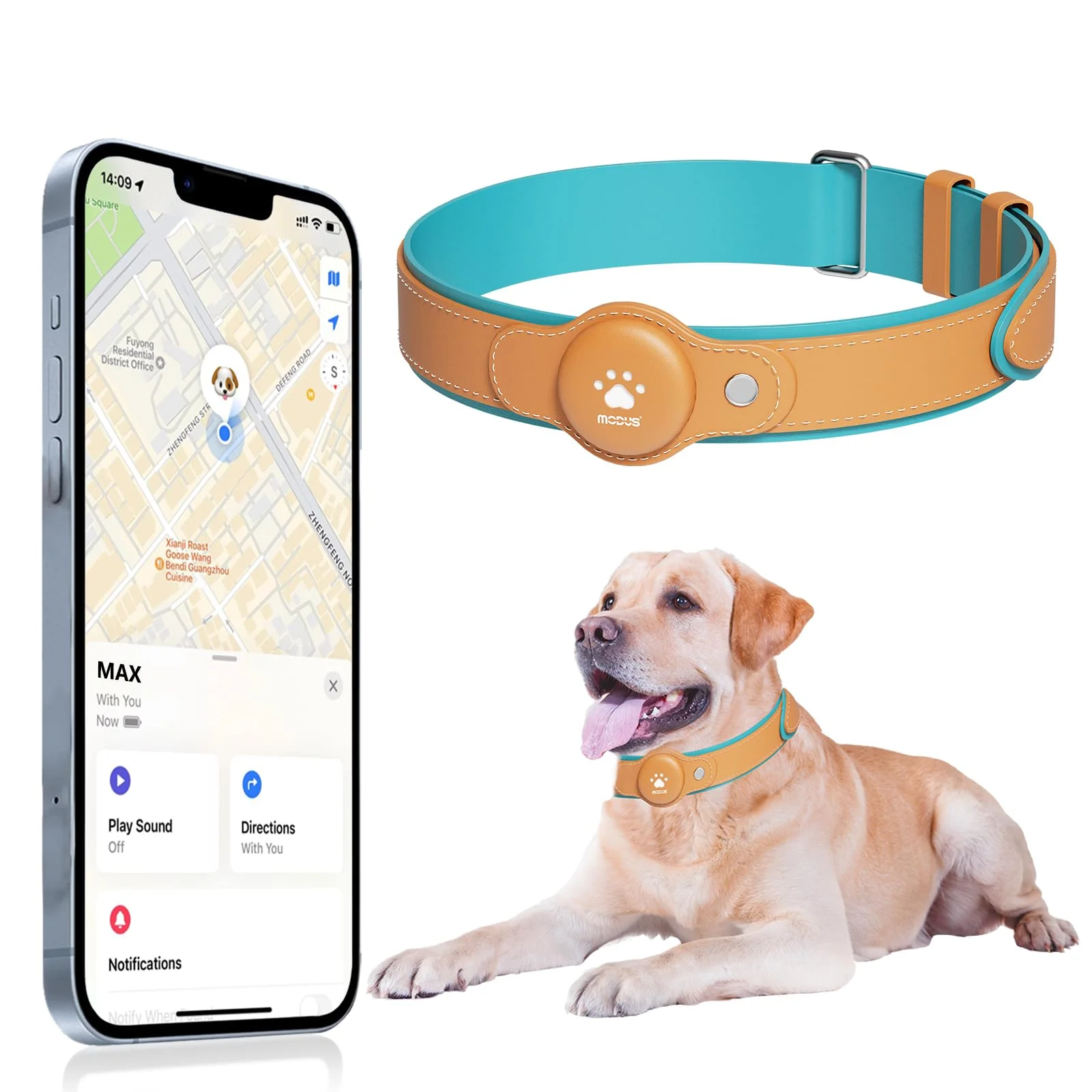 Stylish MODUS GPS Tracker for Dogs – 2-in-1 iOS Pet Tracking Collar No Monthly Fee Efficient