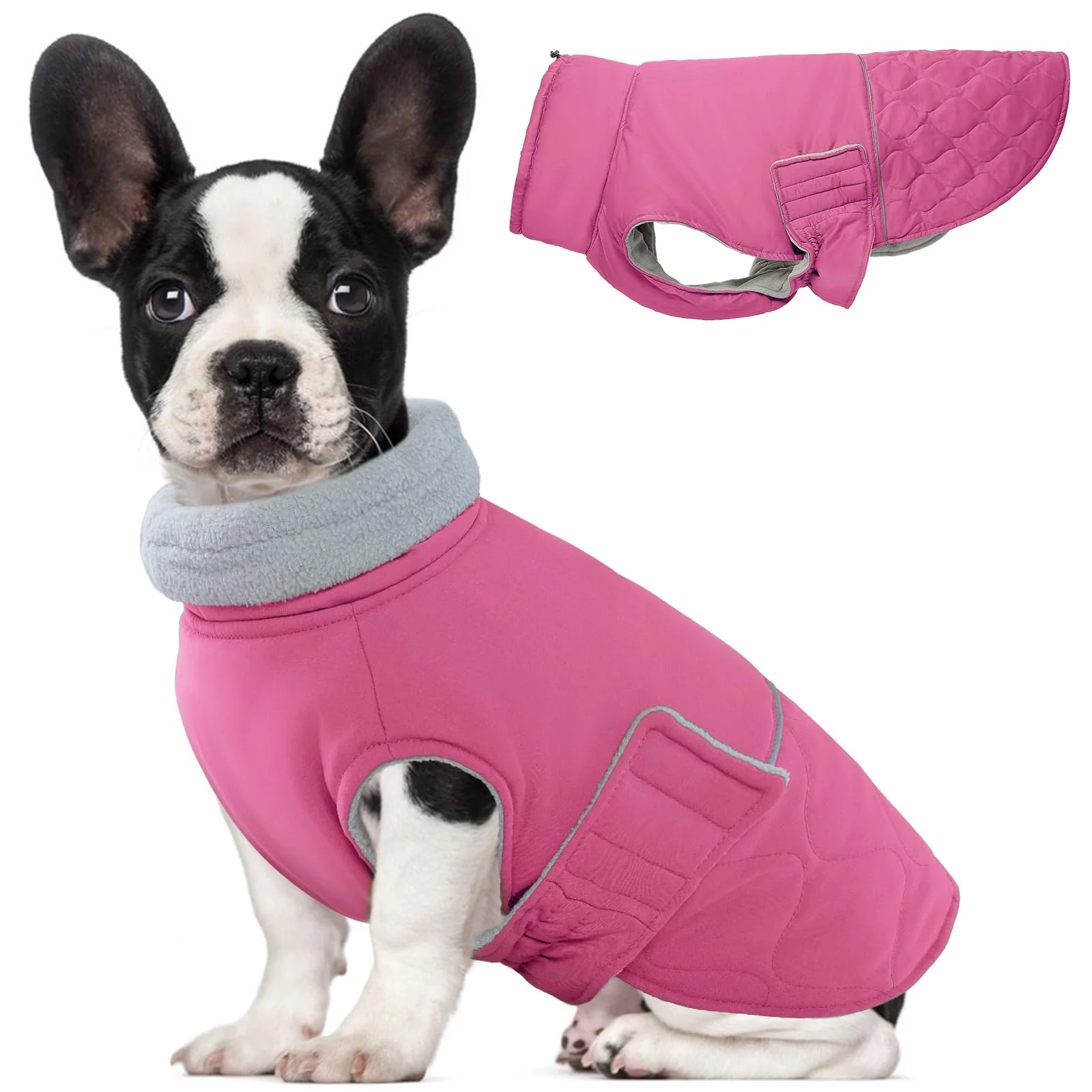 Exclusive BRKURLEG Dog Winter Jacket – Rose Red Warm Reflective Waterproof Coat for Small to 3XL Dogs Casual