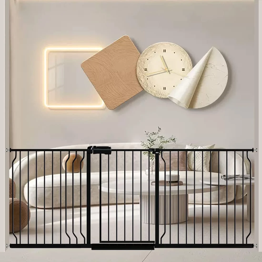 Expertly Made Fairy Baby Extra Wide Baby Gate 76.3-81.1 Inch Wide Walk Through Pressure Mounted No Drill Long and Large Tension Gate for Pet and Kids Smart