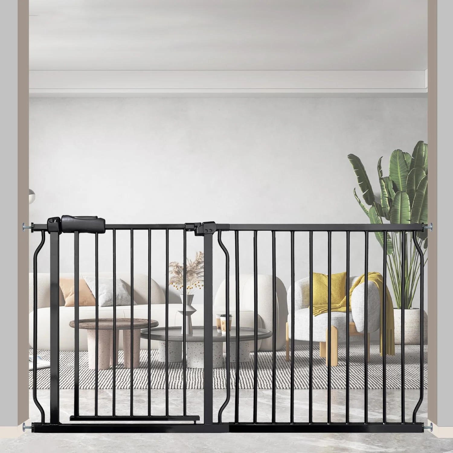 Elite Extra Wide 57.5-62 Inch Large Baby Gates for Stairs Doorways - No Drilling Pressure Mounted Pet Gates for Kids Dogs Prestigious