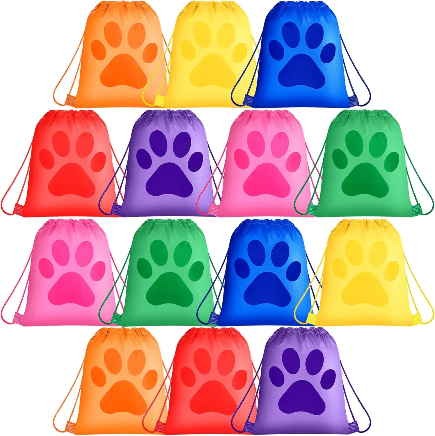 High-Grade Yerliker 14 Pieces Paw Print Drawstring Bags Cute Paw Print Bags Bulk Reusable Dog Themed Party Favor Backpack Set Puppy Themed Drawstring Goodie Backpack with String for Birthday Gift Supplies Organic