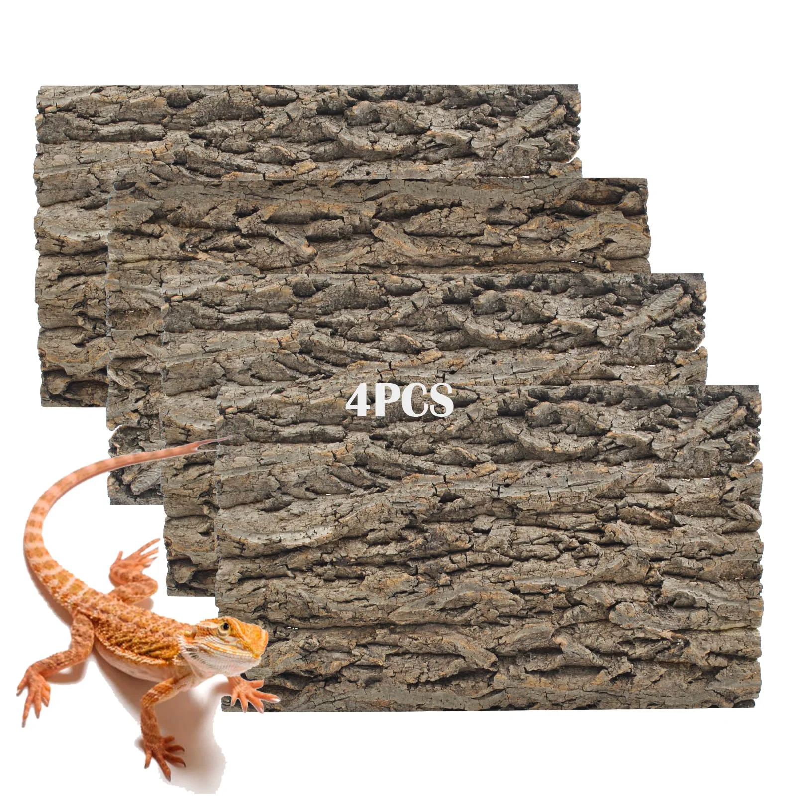 Stylish PINVNBY Cork Terrarium Background - 4 Pcs Natural Cork Bark for Reptiles Optimized