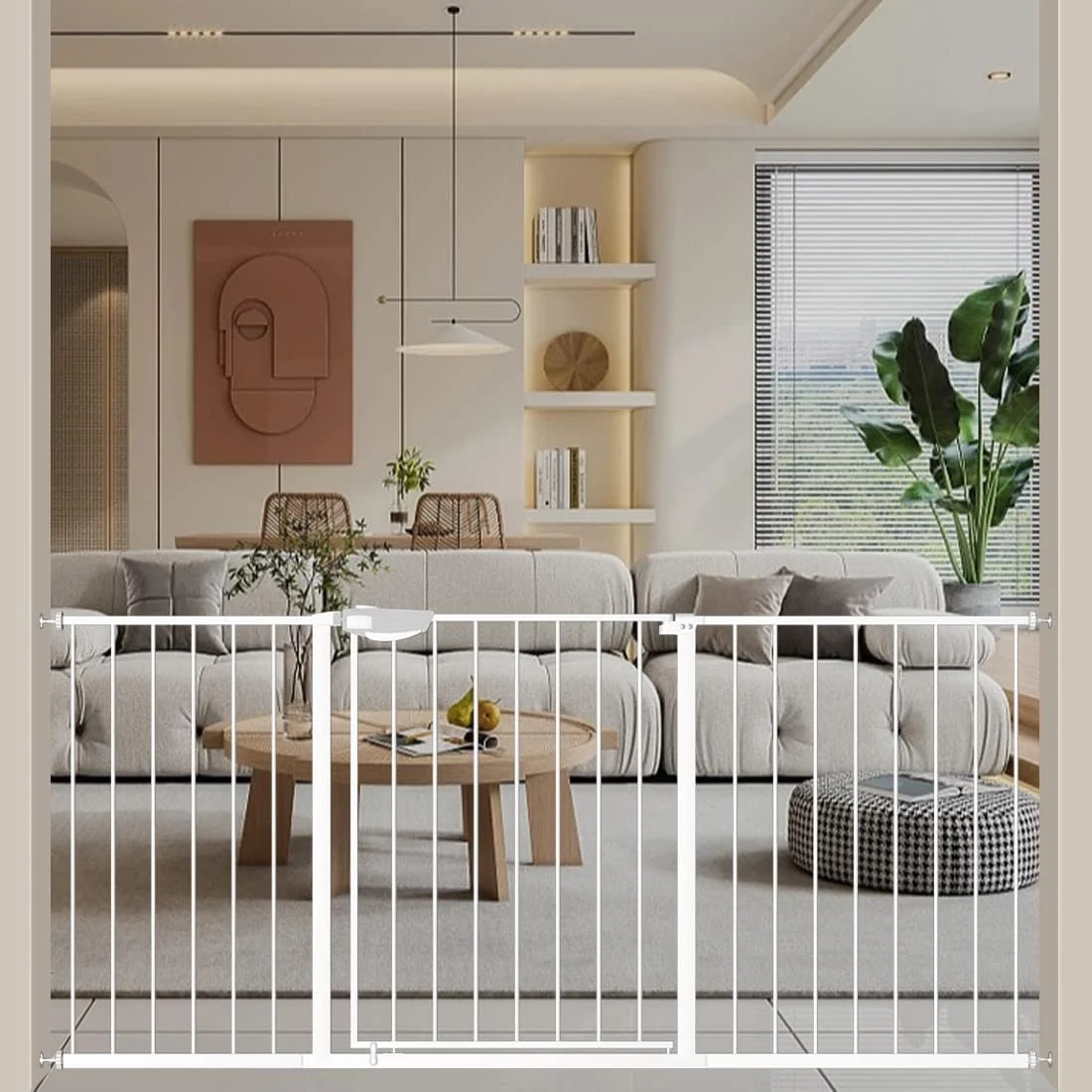 Exceptional WAOWAO Triple Lock Baby Gate Extra Wide 62.59-67.32 Pressure Mounted Walk Through Swing Auto Close Safety White Metal Dog Pet Puppy Cat for Stairs Doorways Kitchen Crafted