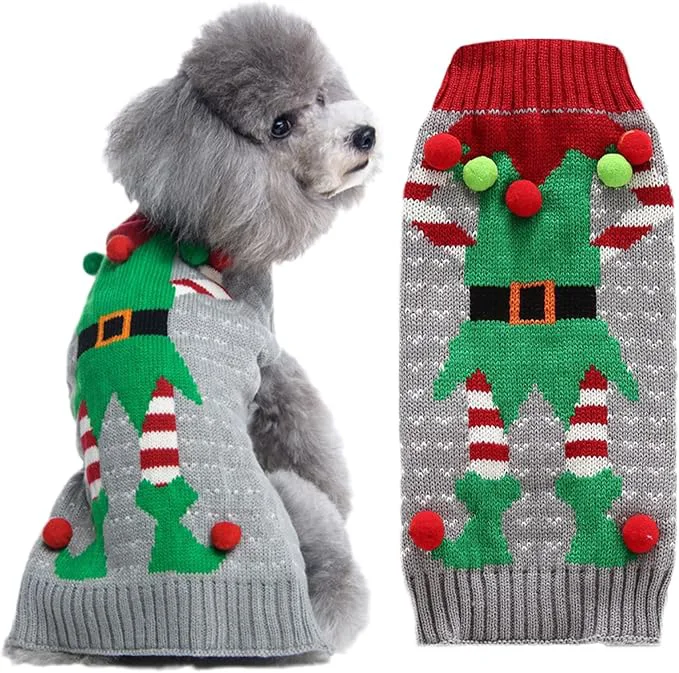 Natural Dog Cat Ugly Christmas Sweater Boy Girl Xmas Pet Clothes Holiday Puppy Costume World-Class