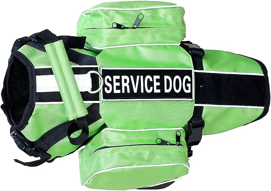 Serijoars Dog Vest Harnesses with Saddlebag Backpack for Camping Travel - Reflective Hound Hiking Backpack Saddle Bag - Lightweight Vest Harness for Medium Large Dogs Green S Trendy