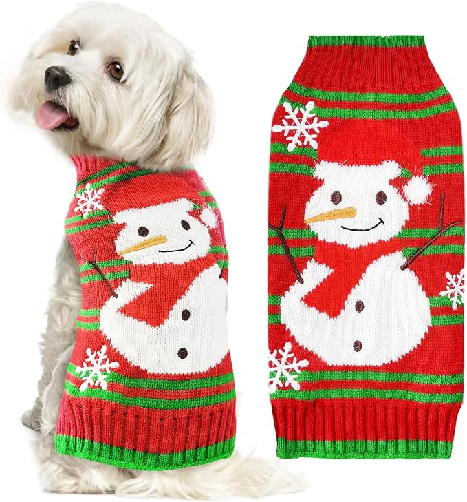 Fine Crafted Dog Christmas Sweater Cute Snowman Puppy Cat Costume Boy Girls Xmas Holiday Pet Genuine