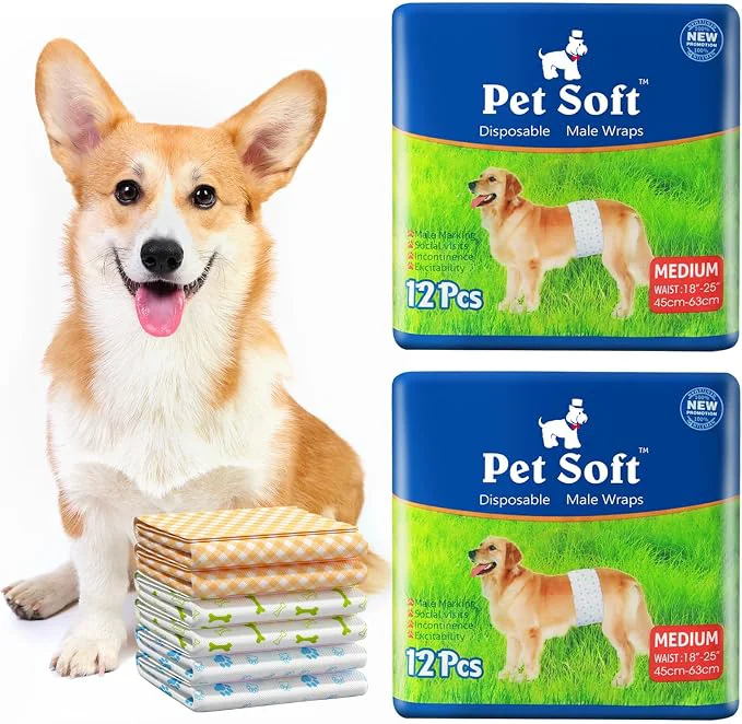 World-Class Pet Soft Disposable Male Dog Wraps Solid
