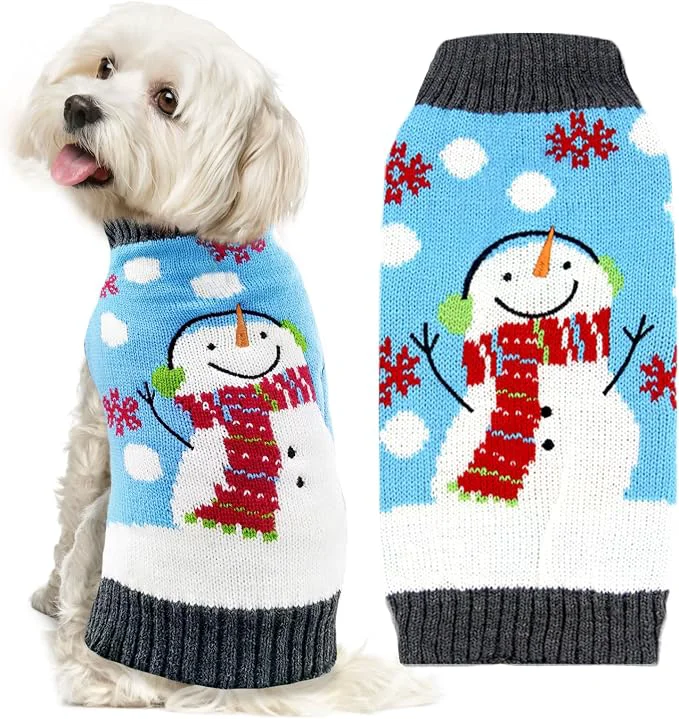 Versatile Pet Christmas Dog Sweaters Cute Animal Snowman Printed Puppy Xmas Costumes High-End