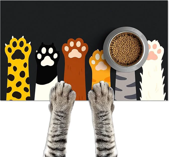 Optimized Cute Animal Paw Pet Food Mat Non Slip Spill Proof Feeding Pad Practical