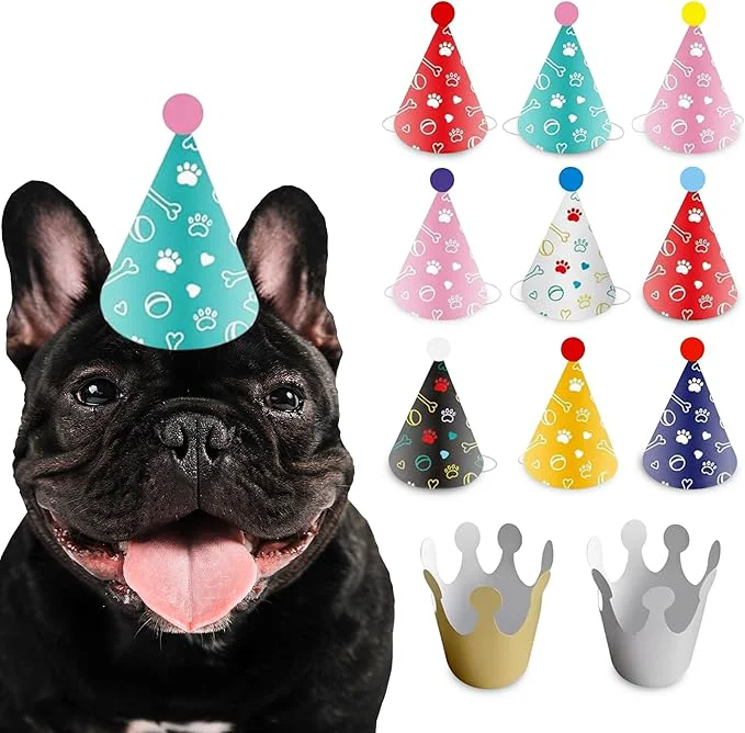 Lightweight Dog Birthday Party Hat Set Reusable Adorable Kitty Doggy Birthday Comfortable